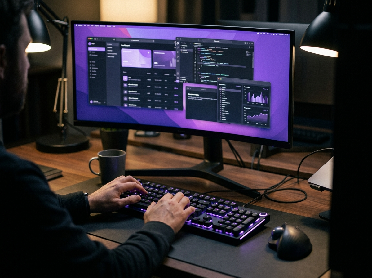 A VA working at an organized workstation